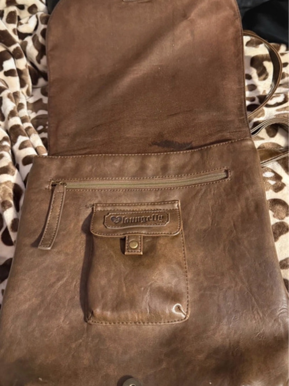 Loungefly Faux Leather Brown Embossed Sugar Skull crossbody/messenger bag - Picture 4 of 8